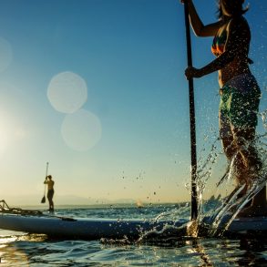 paddle boarding on the ocean