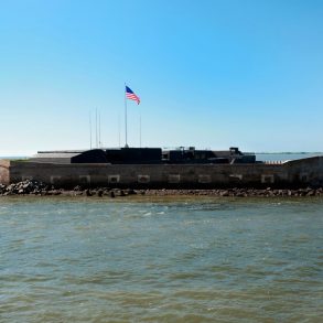 View of Fort Sumter and the Charleston Harbor.
