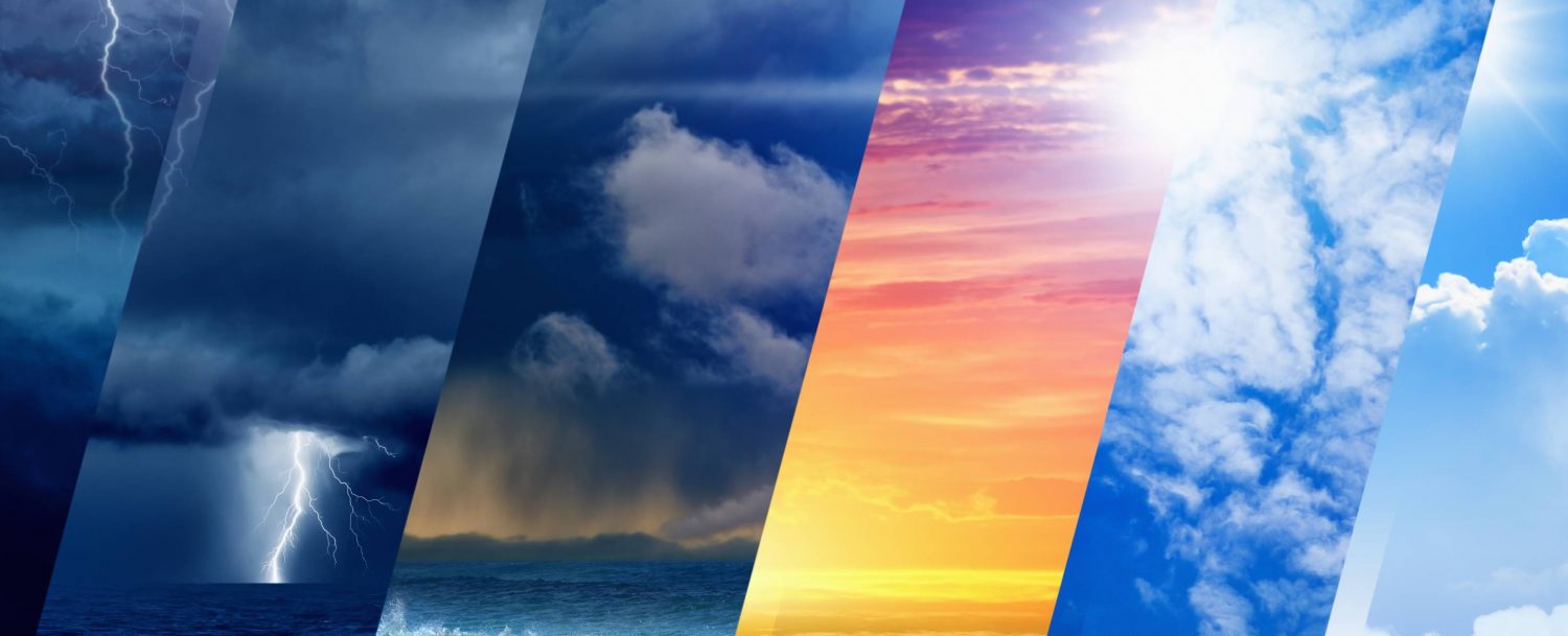 Six different pictures of weather at sea
