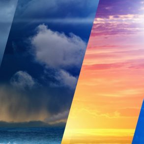 Six different pictures of weather at sea