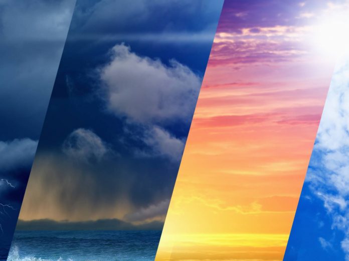 Six different pictures of weather at sea