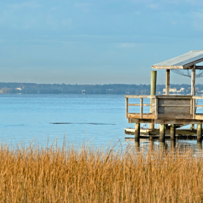 A dock on the marsh on a nice Charleston day