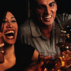 Charleston nightlife, friends pouring wine