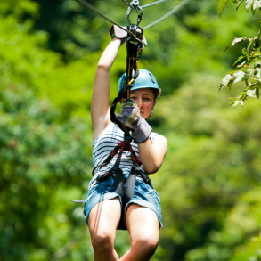 woman on zipline