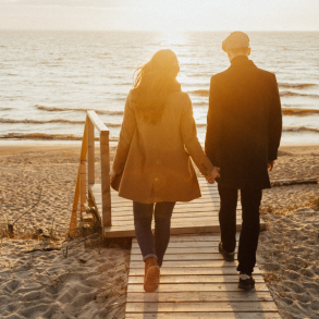 couple walking on beach