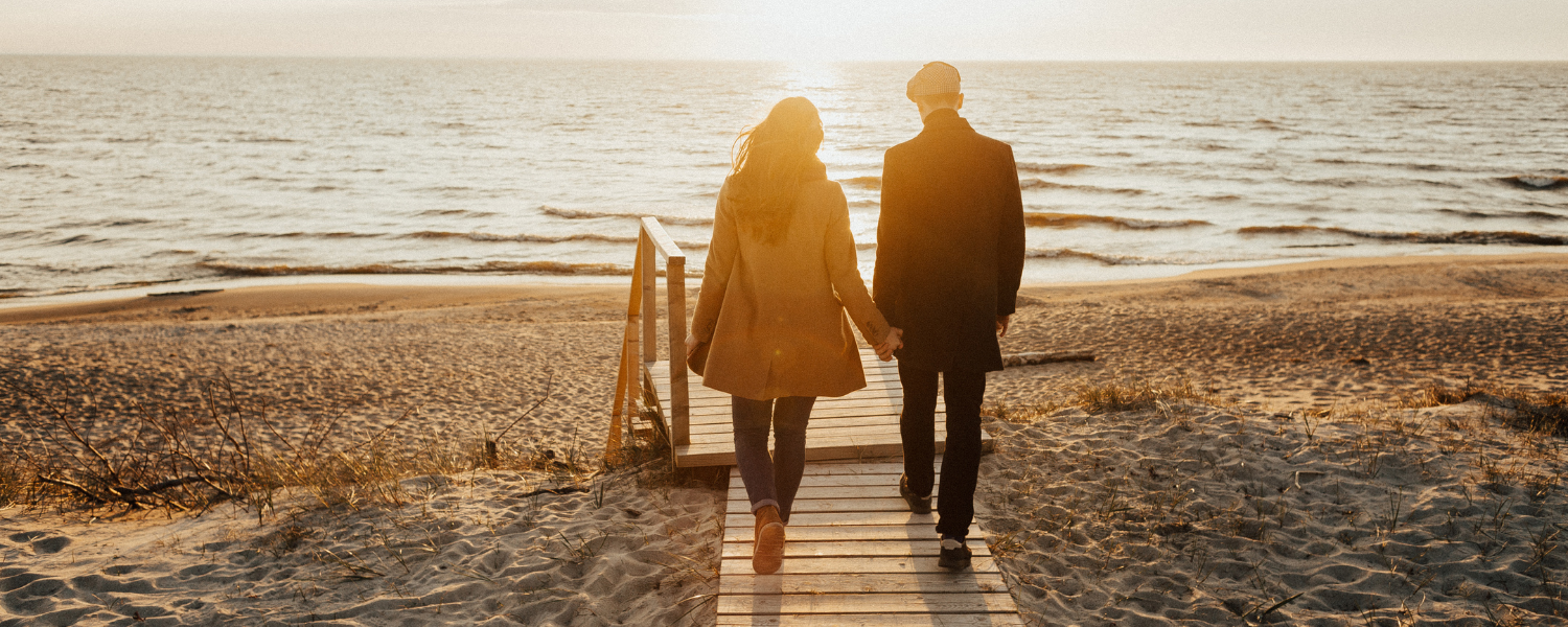 couple walking on beach