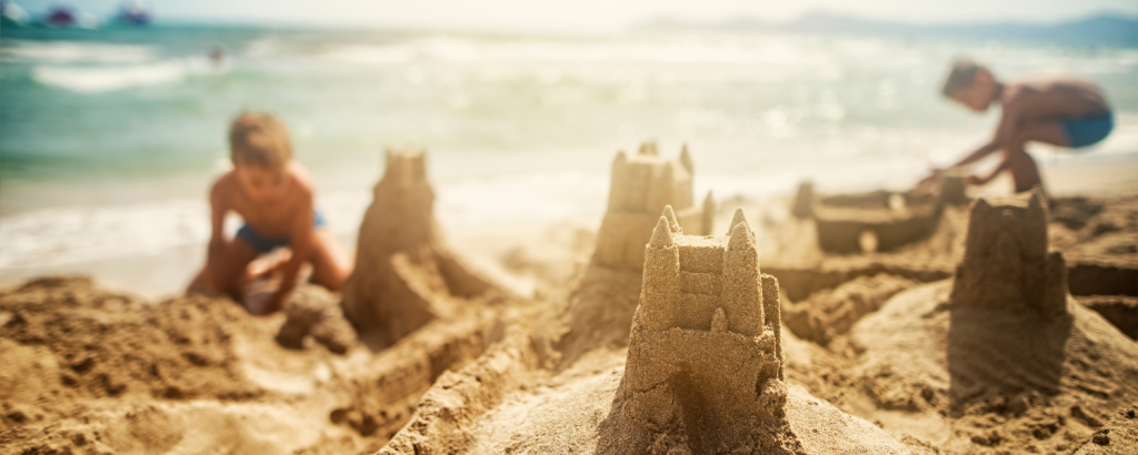 sandcastles on beach