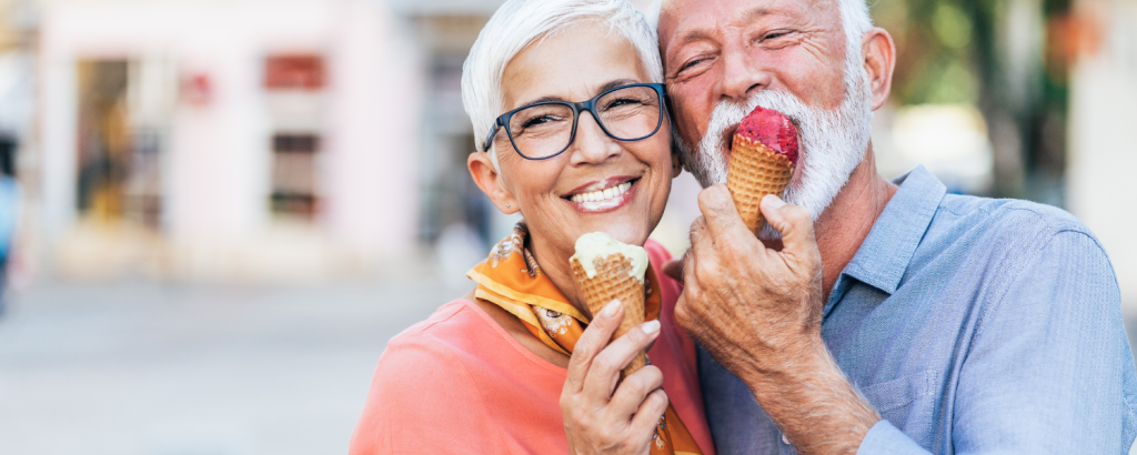 couple eating ice cream cones
