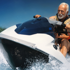 older couple on jet ski