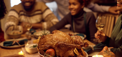 family around thanksgiving dinner