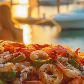 shrimp served at waterfront dining