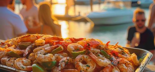 shrimp served at waterfront dining