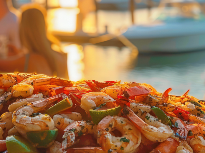 shrimp served at waterfront dining