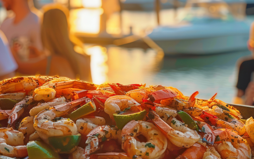shrimp served at waterfront dining