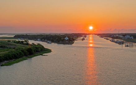 Sunrise over the Atlantic Intercoastal Waterway, which runs between Mount Pleasant and Isle of Palms